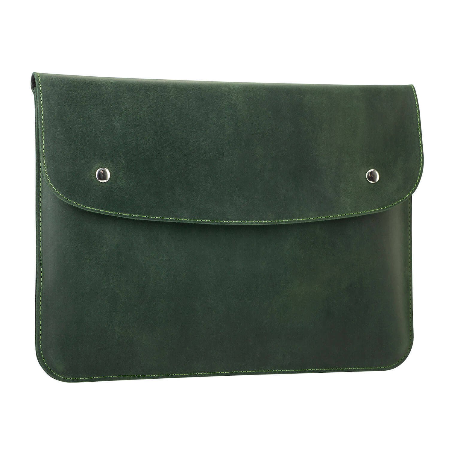 Зеленый кожаный чехол Gmakin для MacBook на кнопках Air 13 M2
