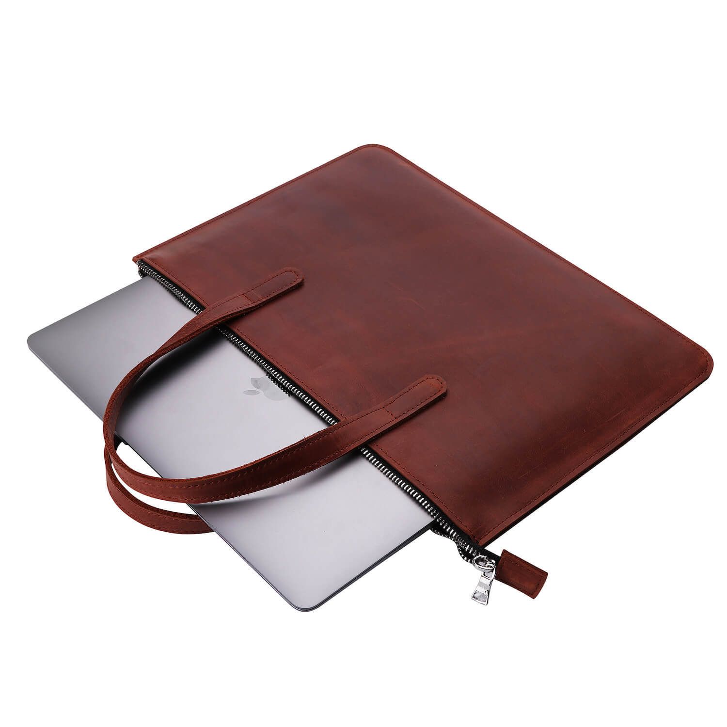 Коричневая кожаная сумка Gmakin для MacBook Air 13 M2