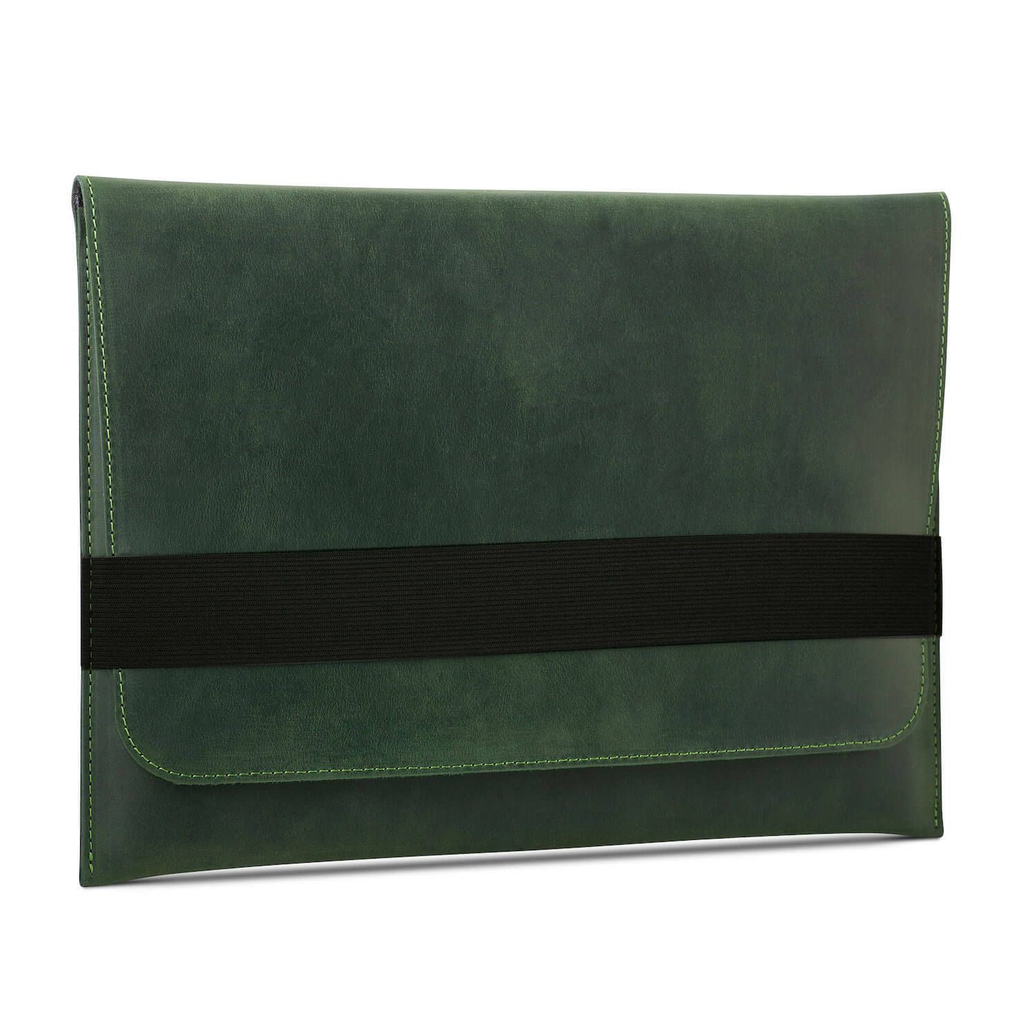 Зеленый горизонтальный кожаный чехол Gmakin для MacBook 12