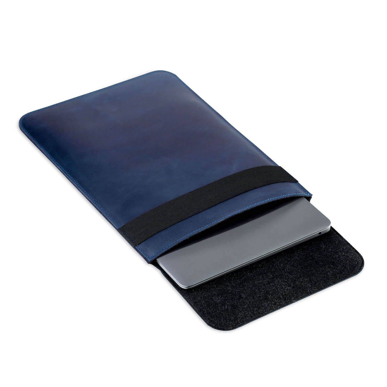 Синий вертикальный кожаный чехол Gmakin для MacBook 12