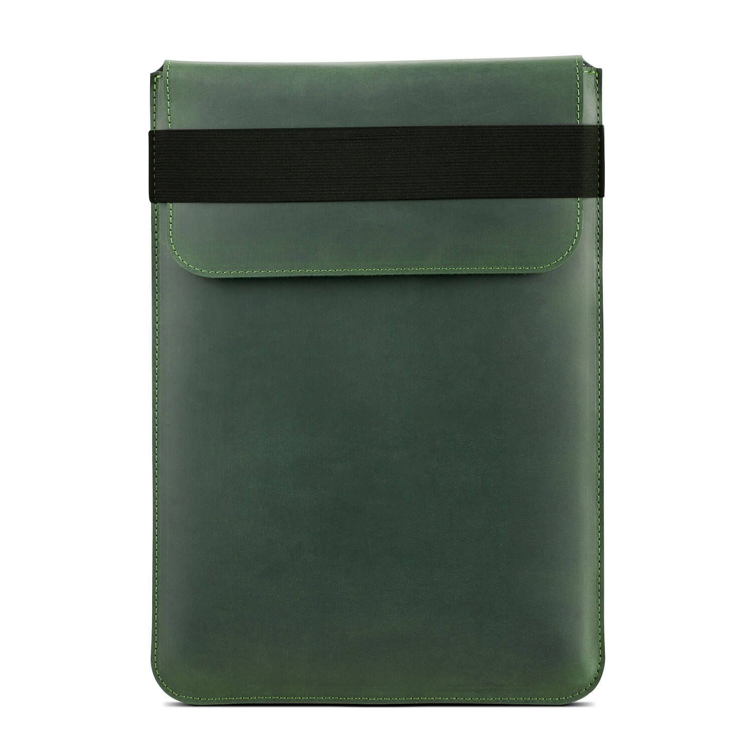 Зелений вертикальний шкіряний чохол Gmakin для MacBook 12