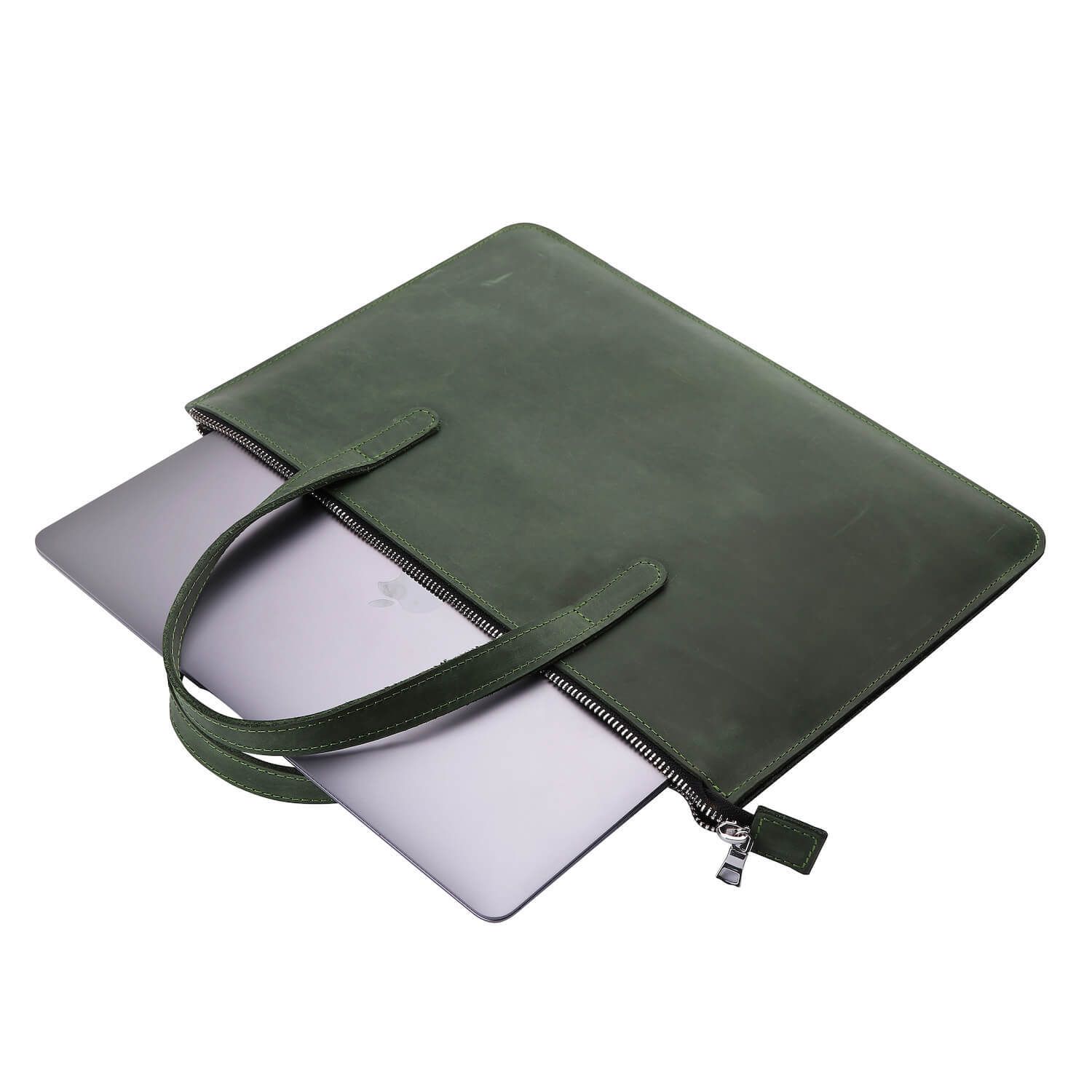 Зеленая кожаная сумка Gmakin для MacBook Air 13 M2