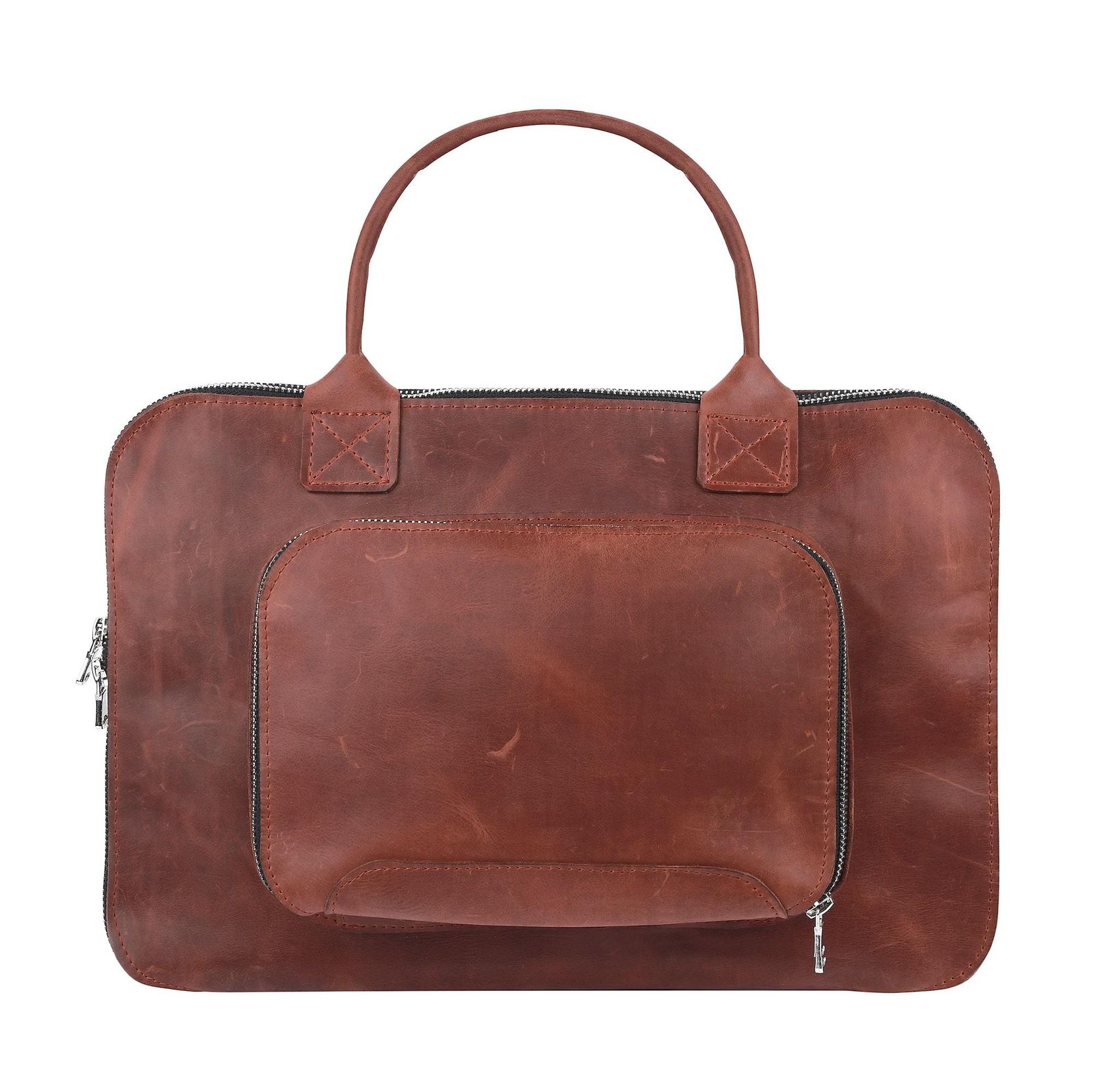 Коньячна шкіряна сумка Gmakin для MacBook Air 13 M2